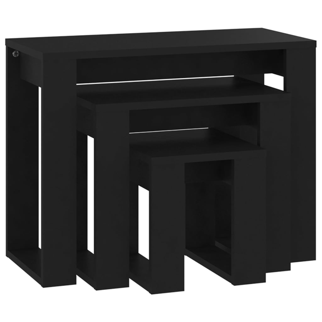 Nesting Tables 3 pcs Black Engineered Wood